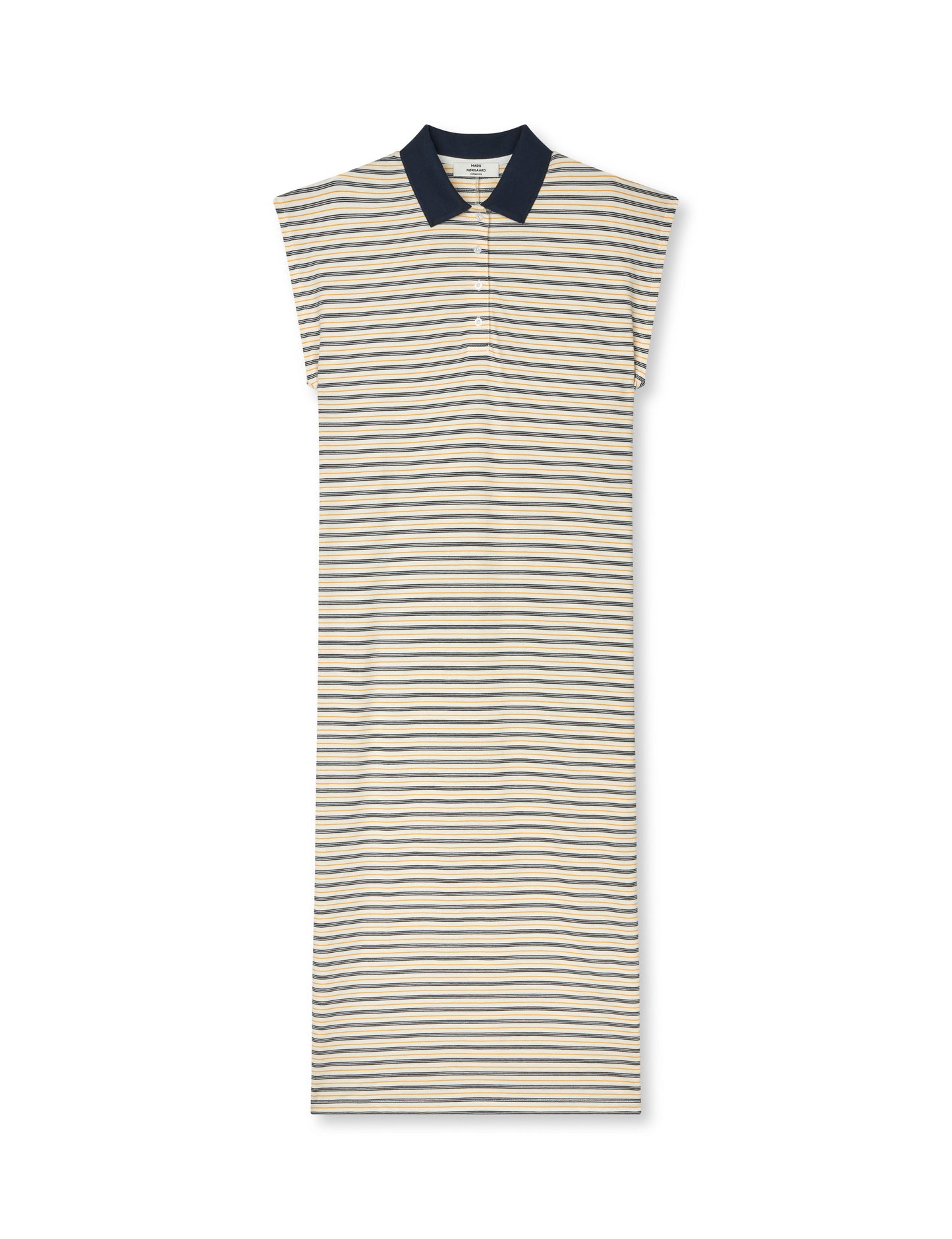 Light Terry Polly Dress – Mads Nørgaard, Multicolor-Streifen mit Navy-Kragen