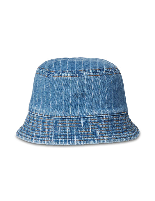 Striped Denim Bucket Hat von Mads Nørgaard – Frontansicht
