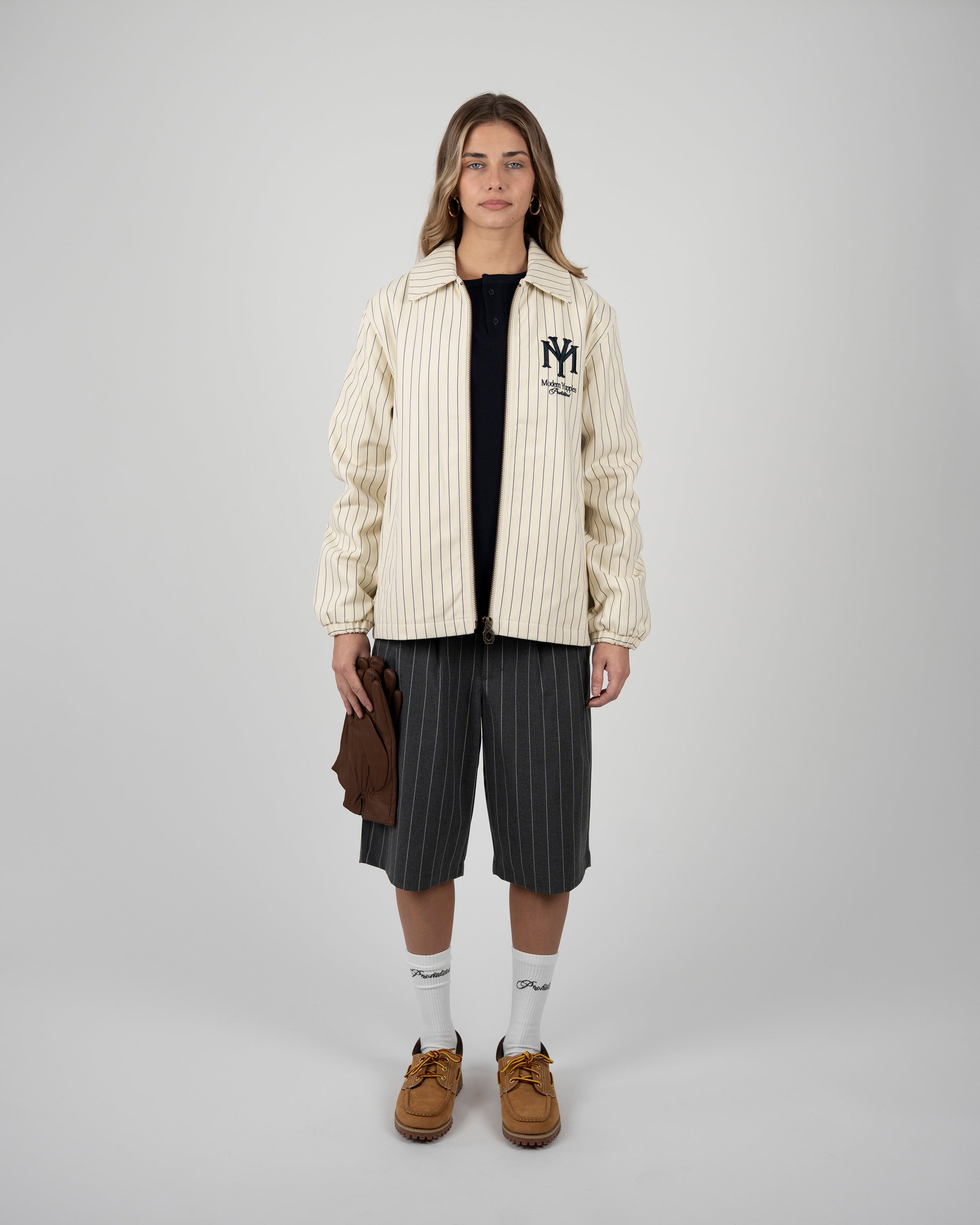 Prohibited Belmont Jacket Pinstripe – Damen Frontansicht