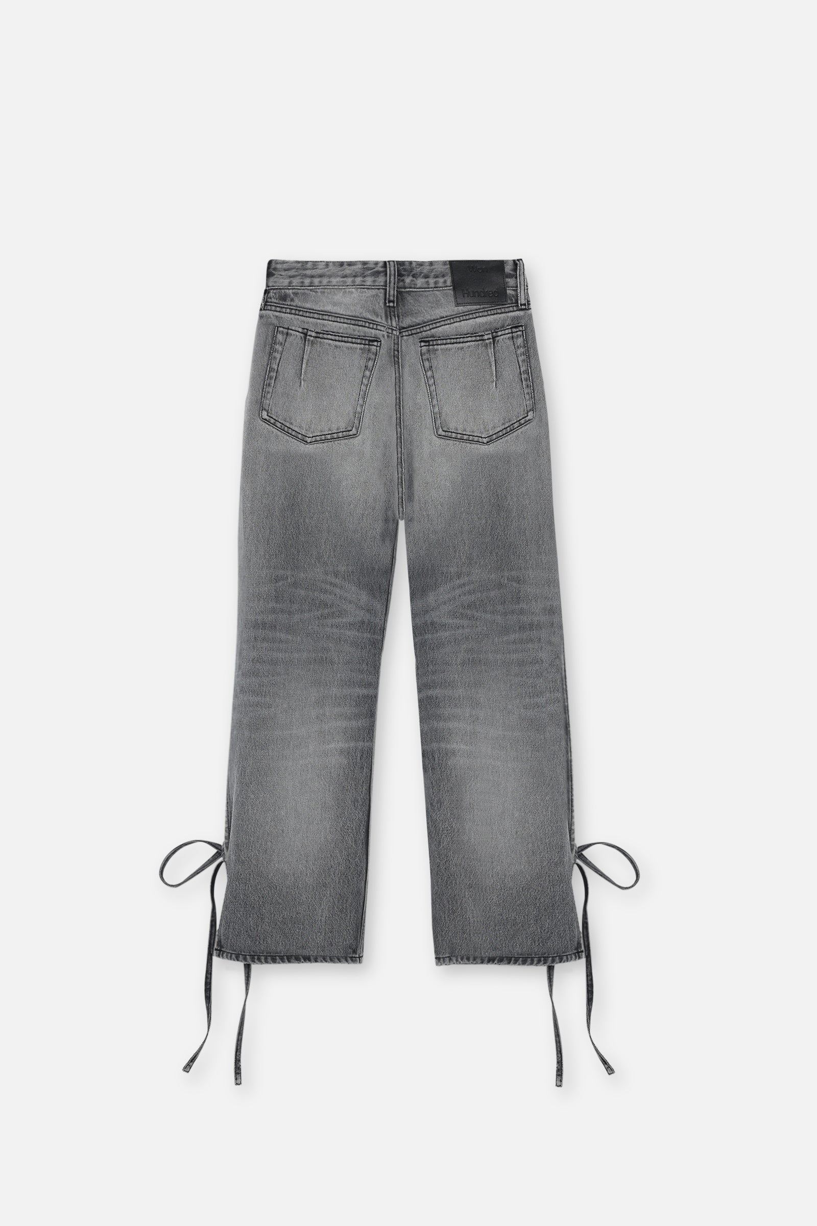 Hintere Ansicht der Baggy String Jeans im Grey Wash