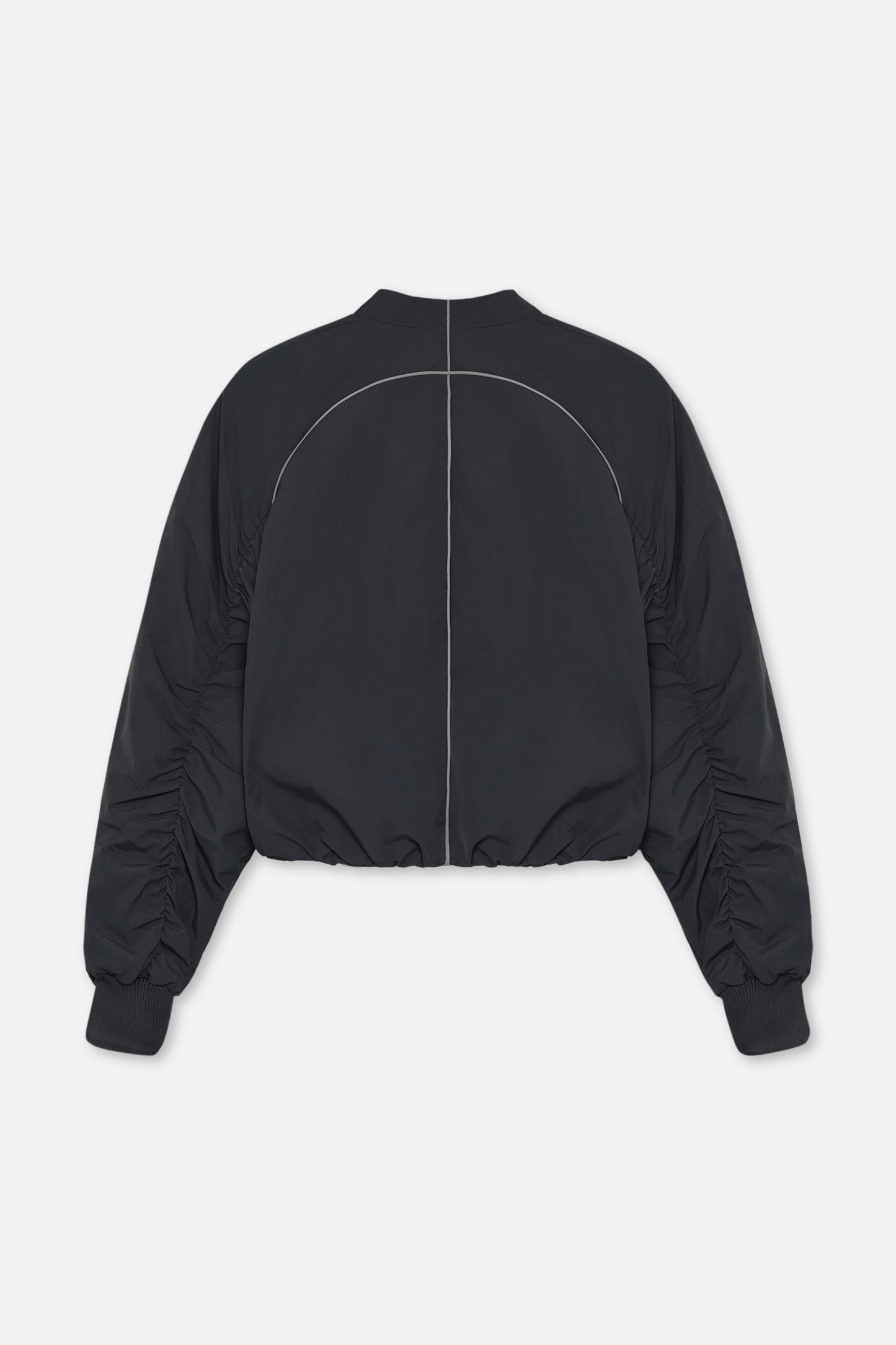 Hintere Ansicht der Ola Bomber Jacket mit voluminösen Ärmeln